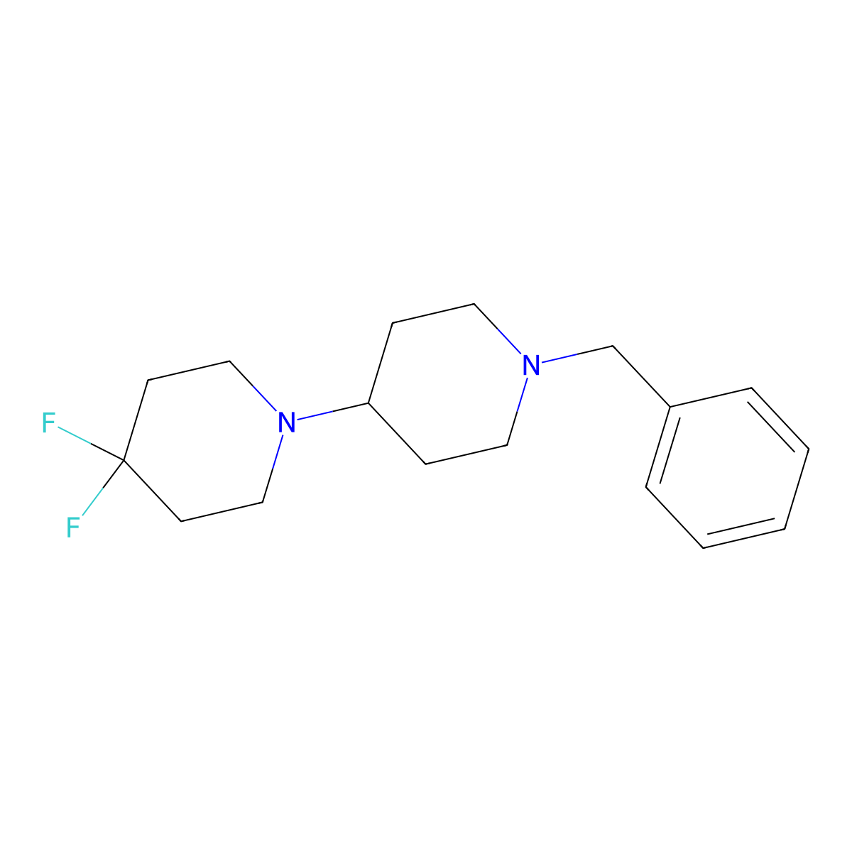 1'-Benzyl-4,4-difluoro-1,4'-bipiperidine molecular structure, CAS 686298-07-7