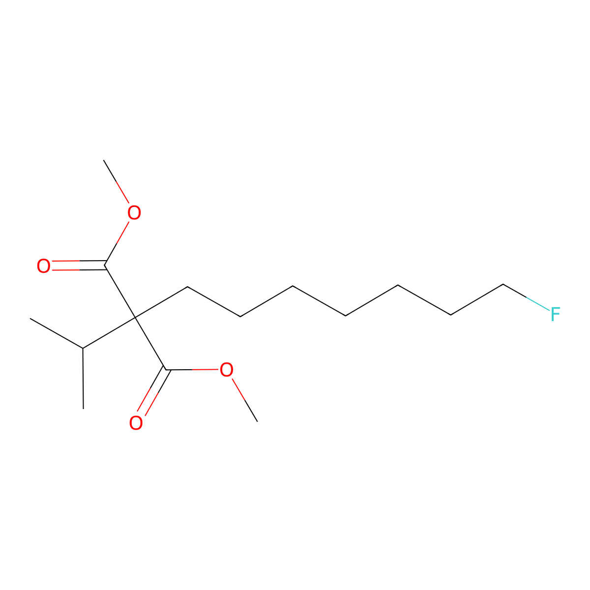 Dimethyl 2-(7-fluoroheptyl)-2-isopropylmalonate molecular structure, CAS 6863-42-9
