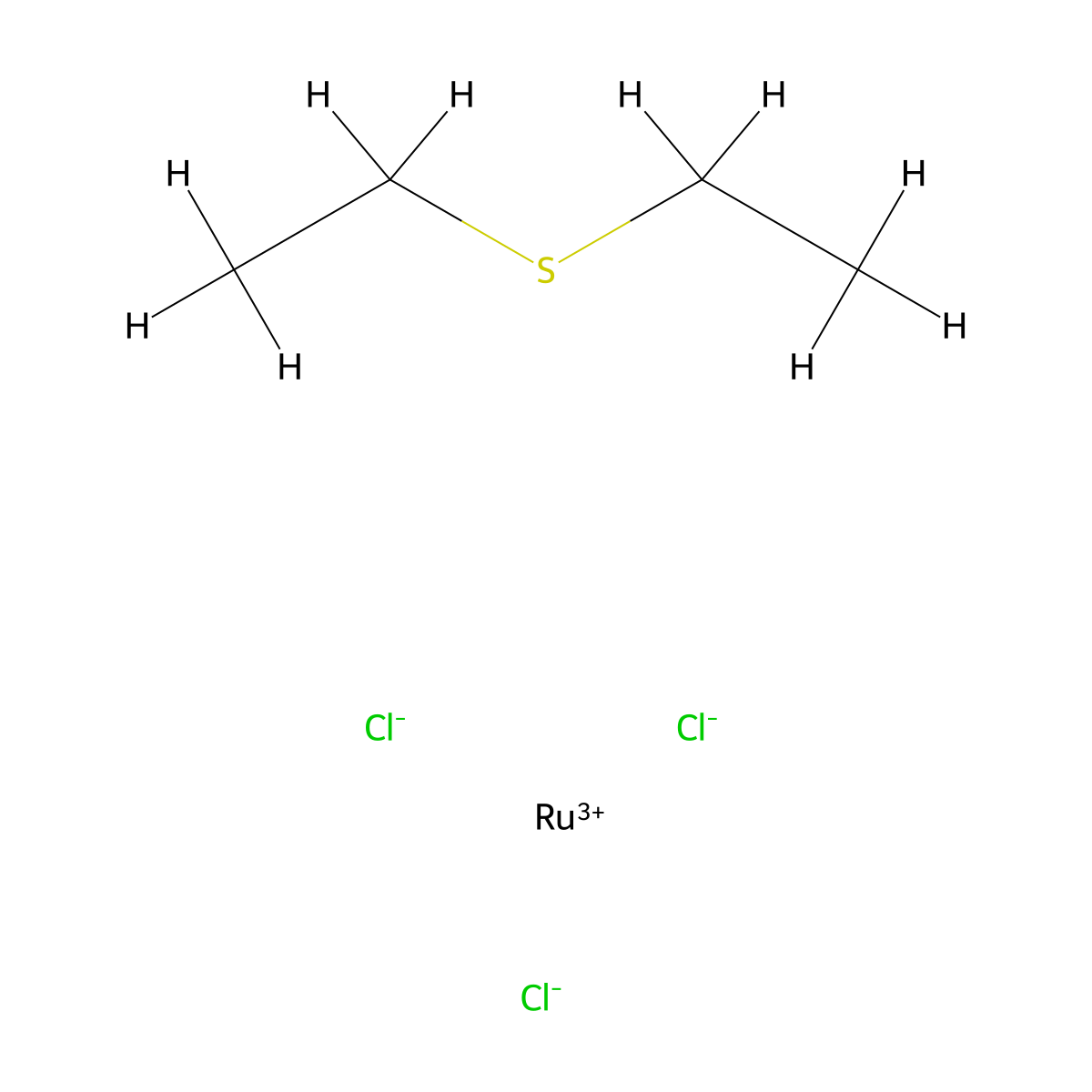 Ruthenium, trichloro(1,1'-thiobis(ethane))- molecular structure, CAS 68630-81-9