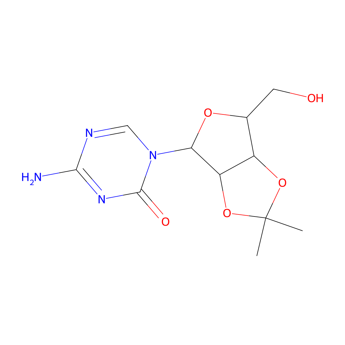 4-Amino-1-(6-(hydroxymethyl)-2,2-dimethyltetrahydrofuro[3,4-d][1,3]dioxol-4-yl)-1,3,5-triazin-2(1H)-one molecular structure, CAS 686300-58-3