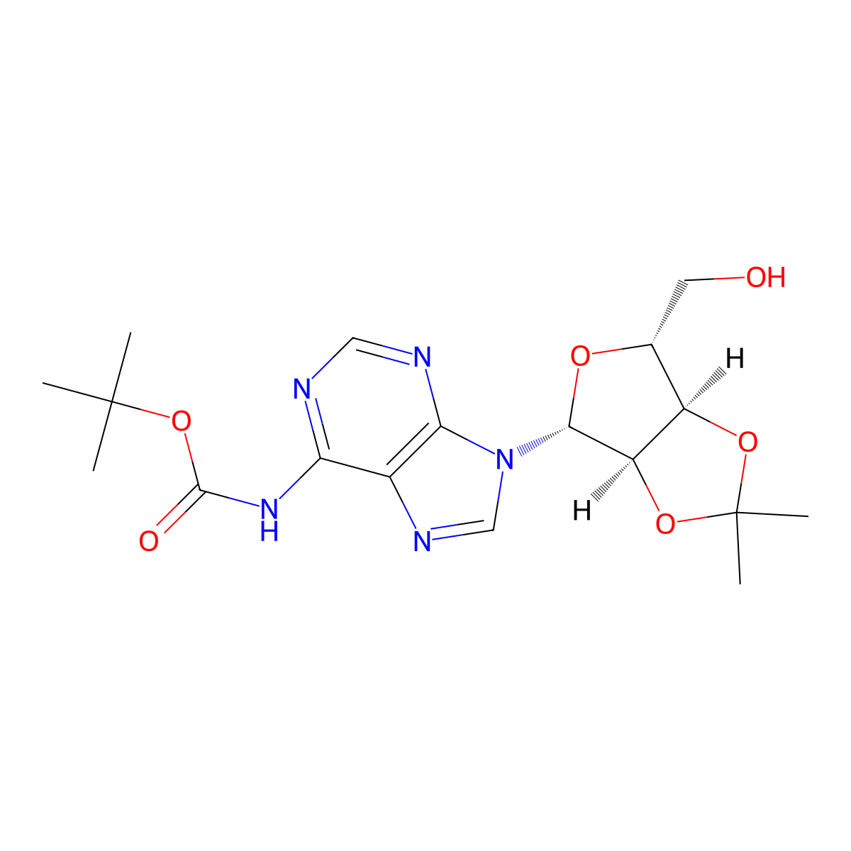 tert-butyl N-{9-[(3aR,4R,6R,6aR)-6-(hydroxymethyl)-2,2-dimethyl-tetrahydro-2H-furo[3,4-d][1,3]dioxol-4-yl]-9H-purin-6-yl}carbamate molecular structure, CAS 686301-05-3