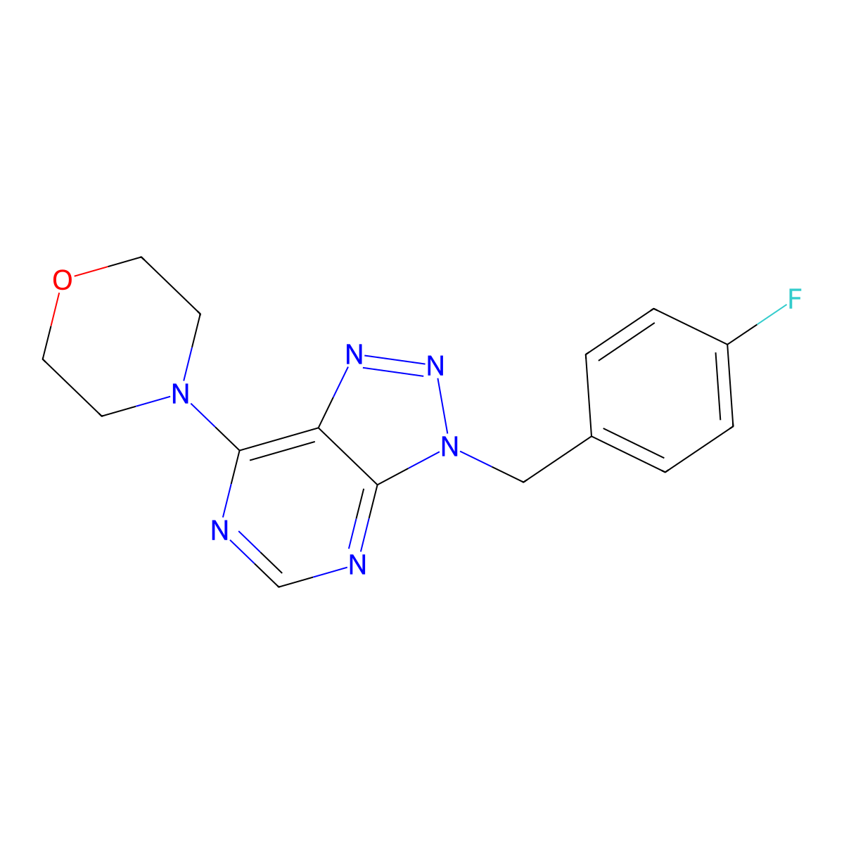 3-(4-fluorobenzyl)-7-(4-morpholinyl)-3H-[1,2,3]triazolo[4,5-d]pyrimidine molecular structure, CAS 686301-42-8
