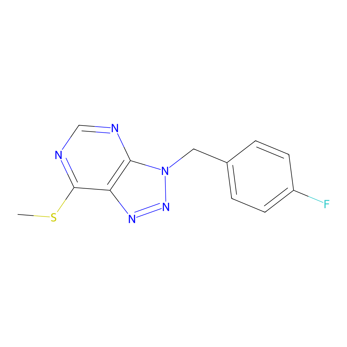3-(4-fluorobenzyl)-3H-[1,2,3]triazolo[4,5-d]pyrimidin-7-yl methyl sulfide molecular structure, CAS 686301-61-1
