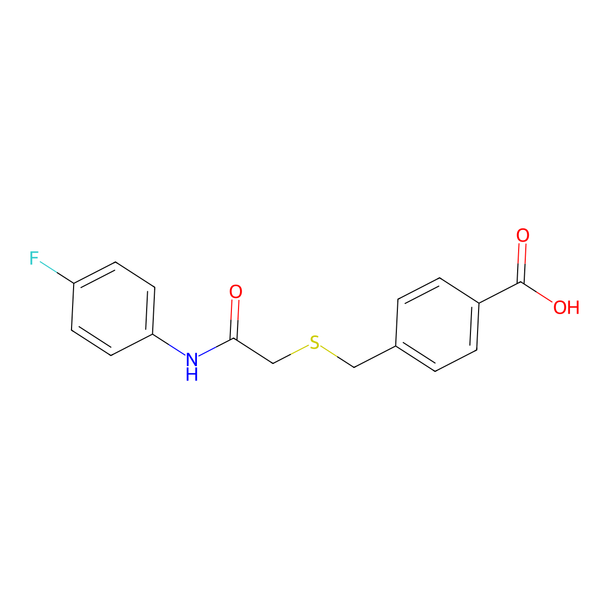 4-({[N-(4-fluorophenyl)carbamoyl]methylthio}methyl)benzoic acid molecular structure, CAS 686313-37-1