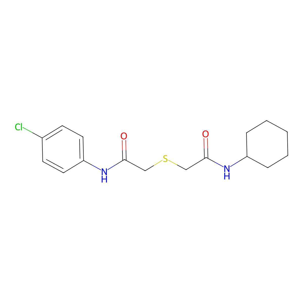 2-[2-(4-chloroanilino)-2-oxoethyl]sulfanyl-N-cyclohexylacetamide molecular structure, CAS 686314-10-3