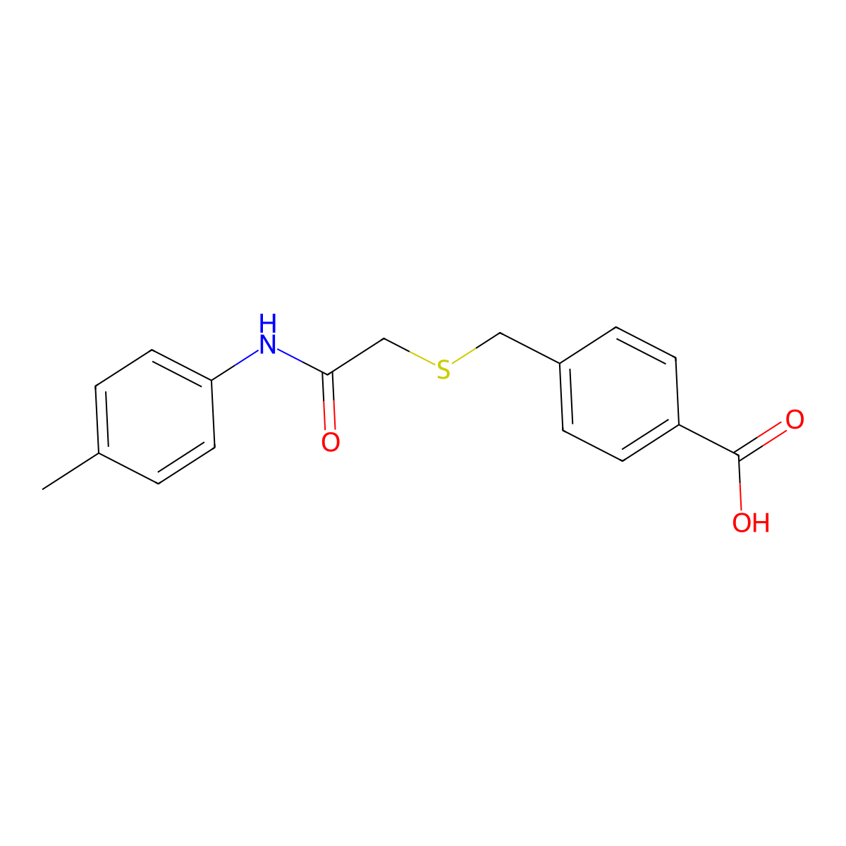 4-(((2-Oxo-2-(p-tolylamino)ethyl)thio)methyl)benzoic acid molecular structure, CAS 686315-44-6