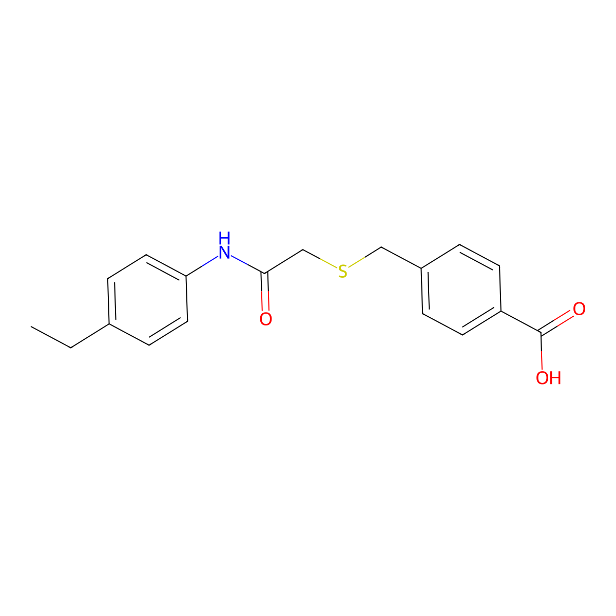 4-({[N-(4-ethylphenyl)carbamoyl]methylthio}methyl)benzoic acid molecular structure, CAS 686325-55-3