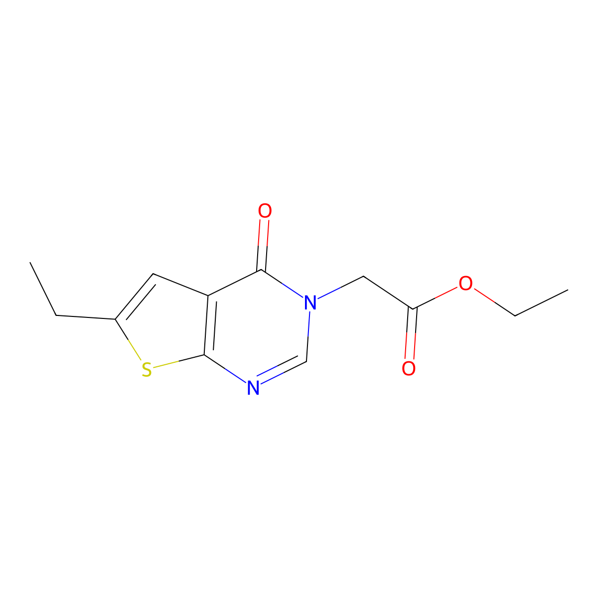 ethyl (6-ethyl-4-oxothieno[2,3-d]pyrimidin-3(4H)-yl)acetate molecular structure, CAS 686333-97-1