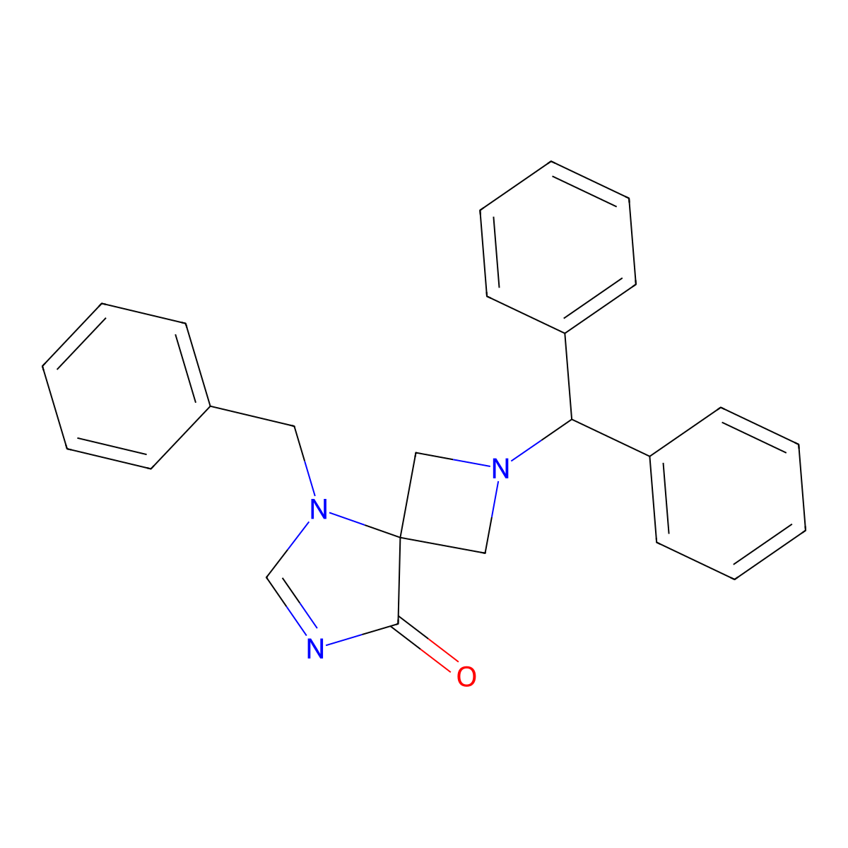 2-Benzhydryl-5-benzyl-2,5,7-triazaspiro[3.4]oct-6-en-8-one molecular structure, CAS 686344-67-2