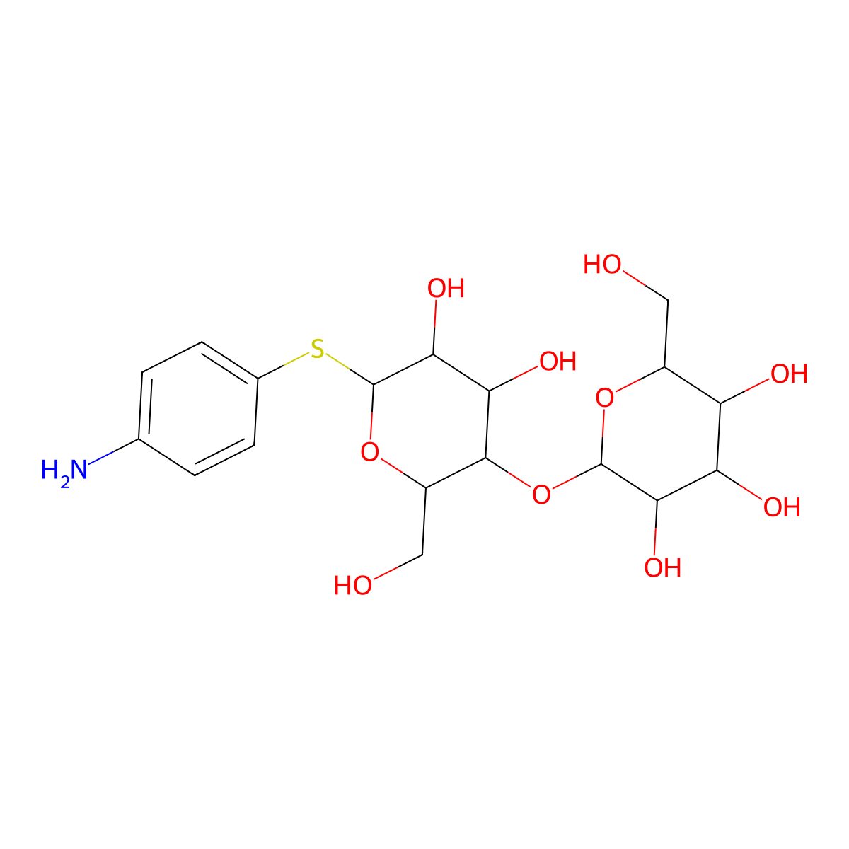 2-[6-(4-Aminophenyl)sulfanyl-4,5-dihydroxy-2-(hydroxymethyl)oxan-3-yl]oxy-6-(hydroxymethyl)oxane-3,4,5-triol molecular structure, CAS 68636-51-1