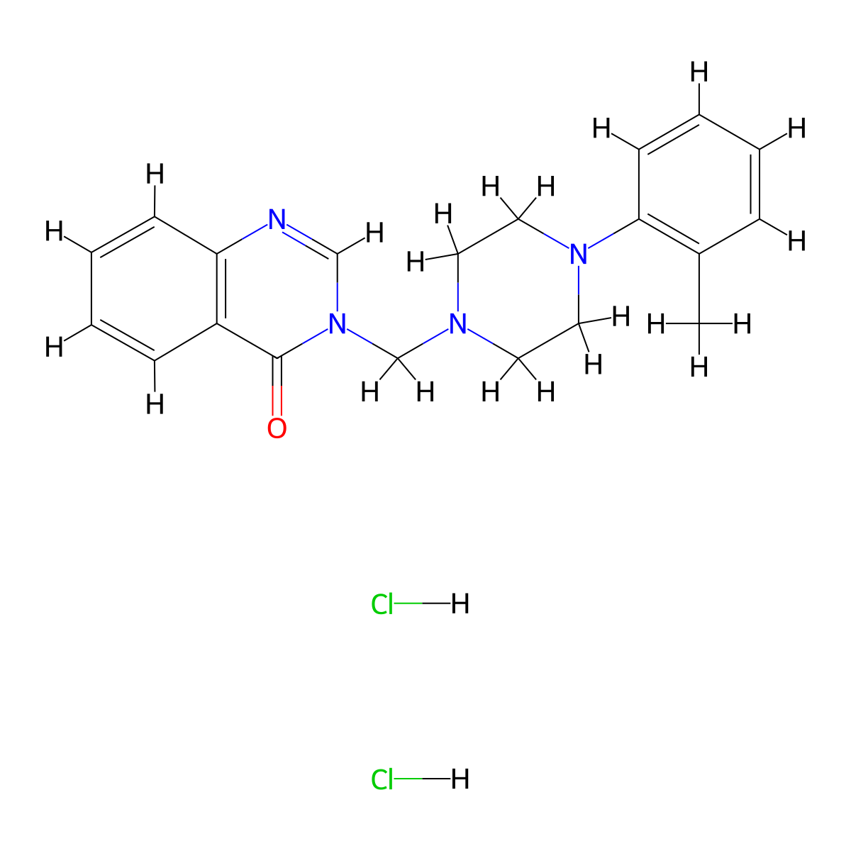 4(3H)-Quinazolinone, 3-(4-(o-tolyl)-1-piperazinylmethyl)-, dihydrochloride molecular structure, CAS 68638-27-7