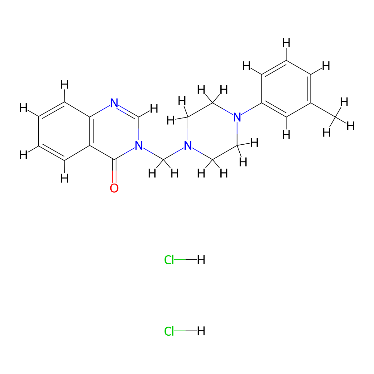 4(3H)-Quinazolinone, 3-(4-(m-tolyl)-1-piperazinylmethyl)-, dihydrochloride molecular structure, CAS 68638-28-8