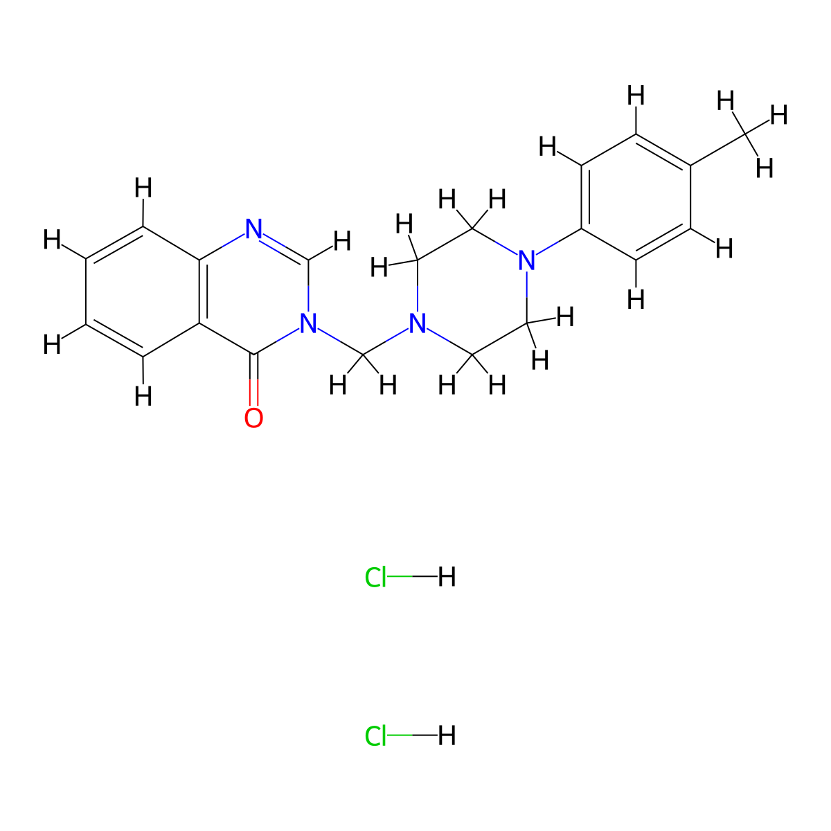 4(3H)-Quinazolinone, 3-(4-(p-tolyl)-1-piperazinylmethyl)-, dihydrochloride molecular structure, CAS 68638-29-9