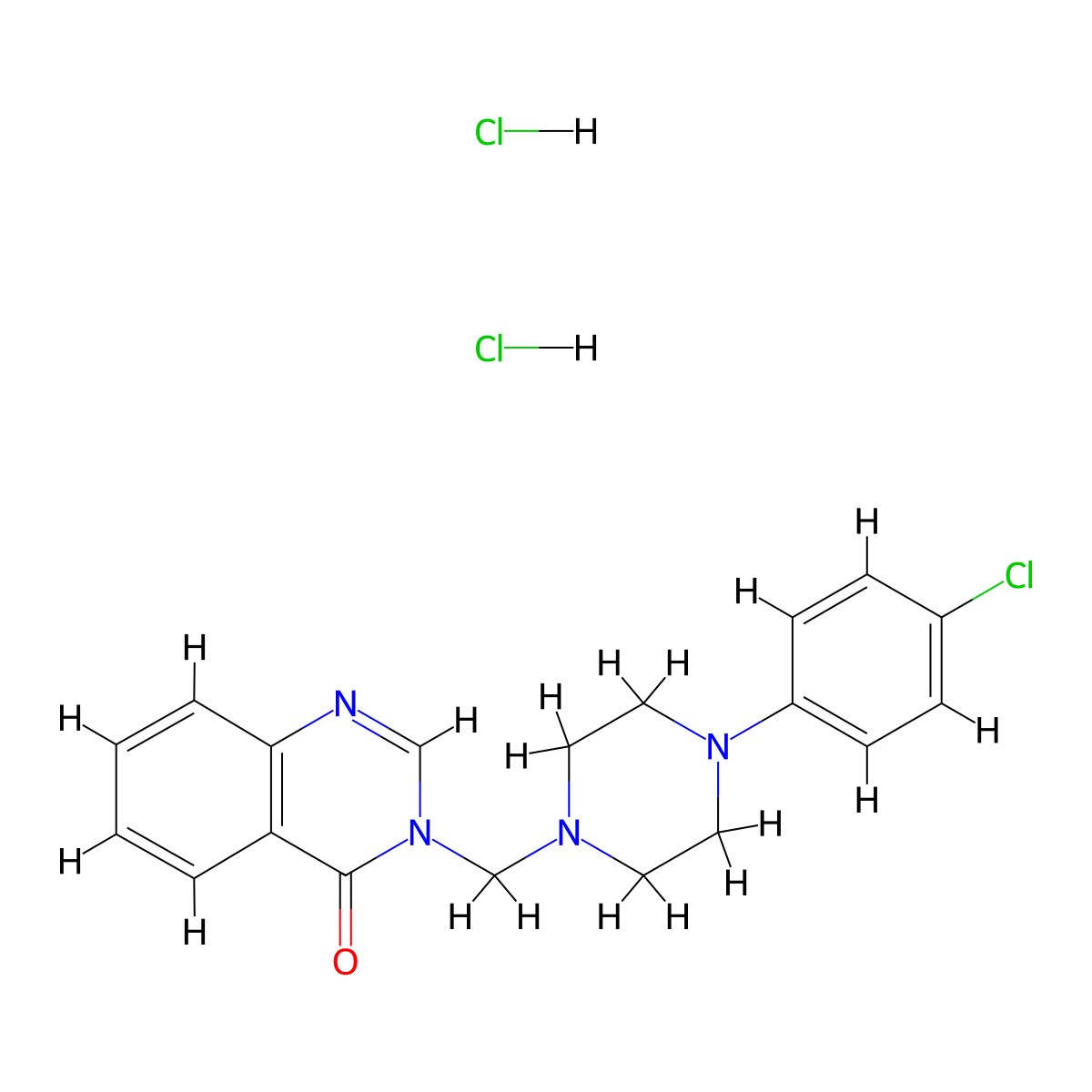 4(3H)-Quinazolinone, 3-(4-(p-chlorophenyl)-1-piperazinylmethyl)-, dihydrochloride molecular structure, CAS 68638-34-6