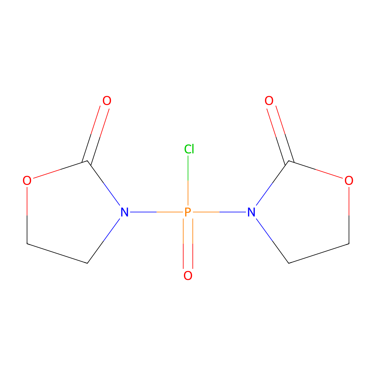 Bis(2-oxo-3-oxazolidinyl)phosphinic chloride molecular structure, CAS 68641-49-6