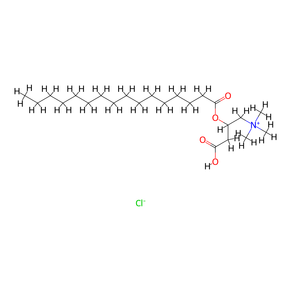 Palmitoyl carnitine hydrochloride molecular structure, CAS 6865-14-1