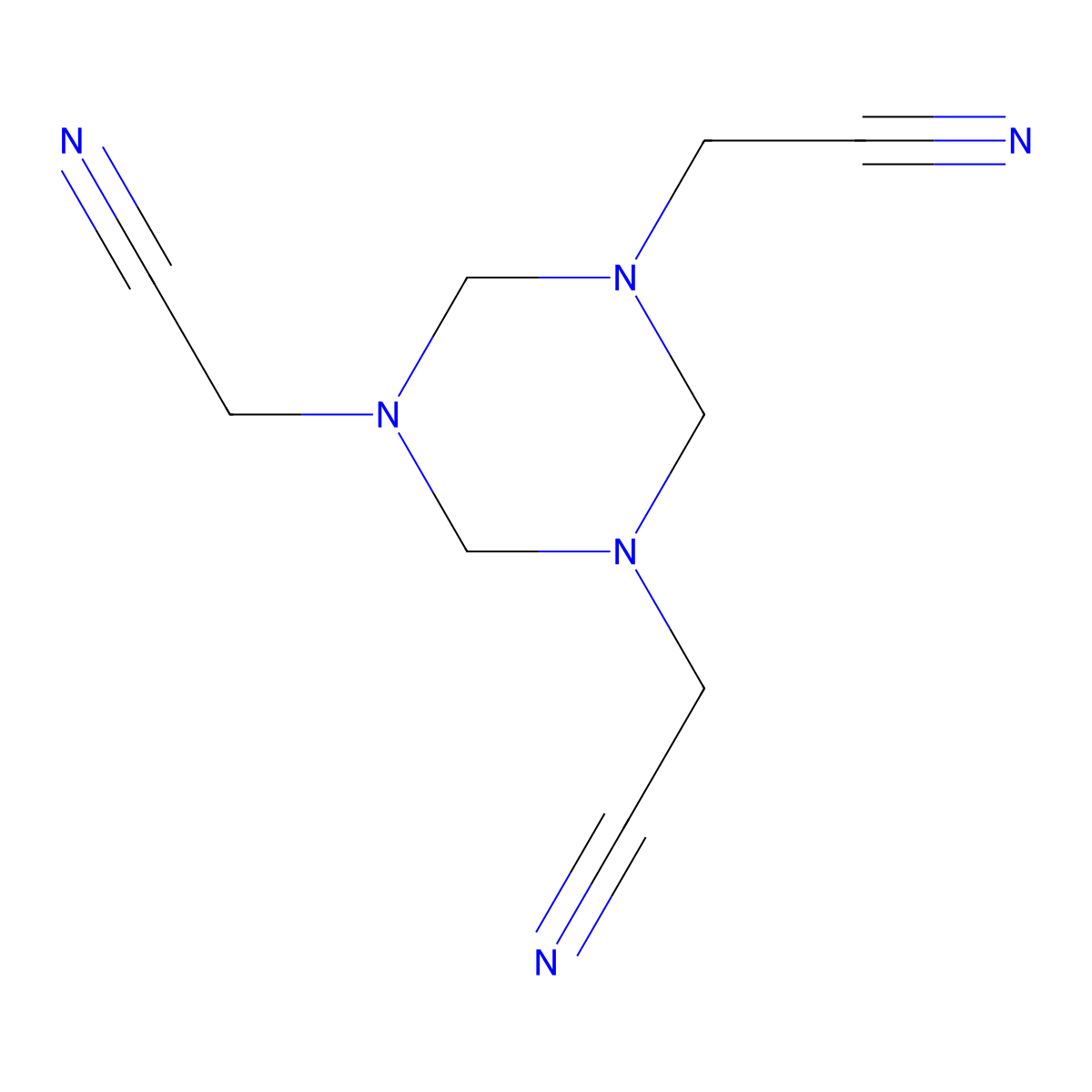 Methyleneaminoacetonitrile trimer molecular structure, CAS 6865-92-5
