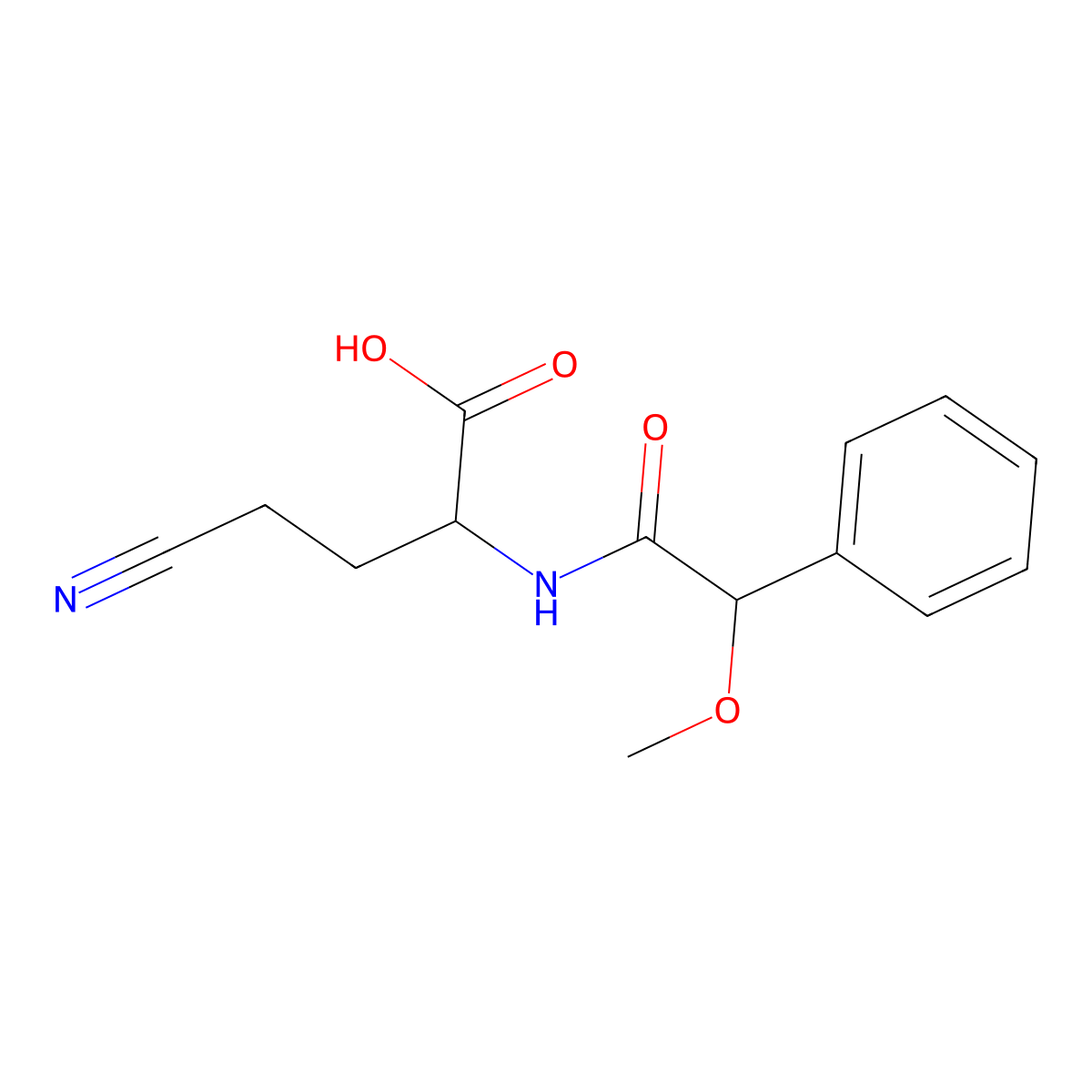 4-Cyano-2-[(2-methoxy-2-phenylacetyl)amino]butanoic acid molecular structure, CAS 68652-09-5