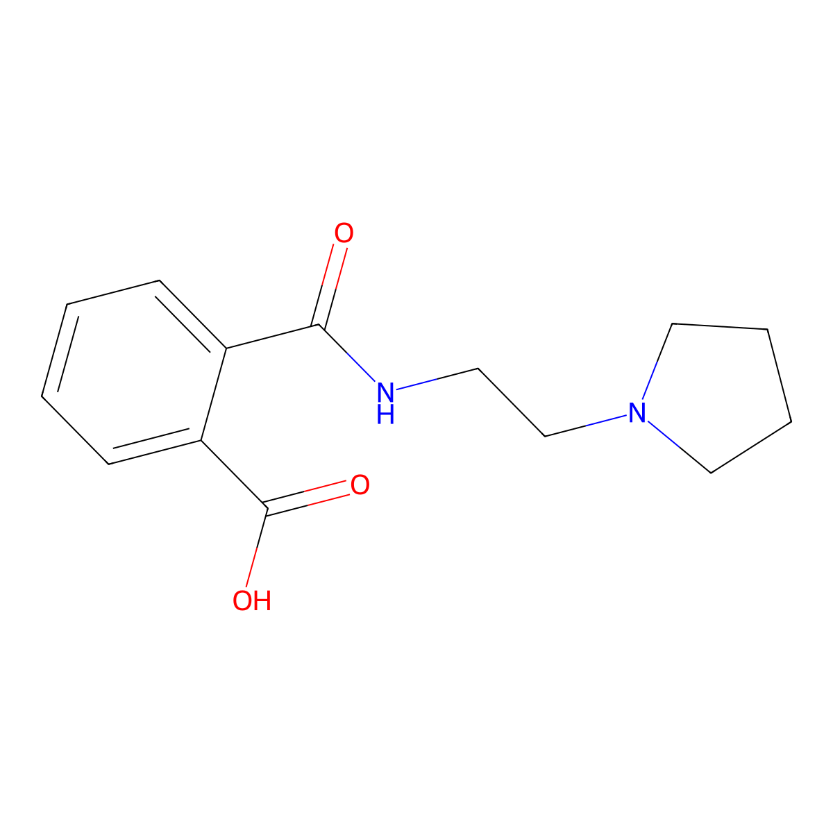 Benzoic acid, 2-(((2-(1-pyrrolidinyl)ethyl)amino)carbonyl)-, hydrate molecular structure, CAS 68654-57-9