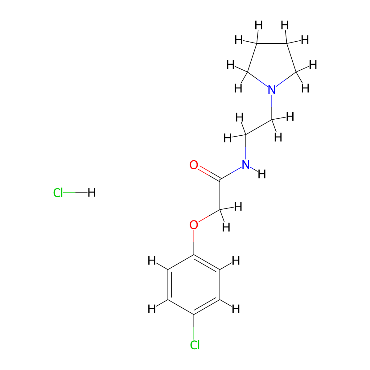 Acetamide, 2-(4-chlorophenoxy)-N-(2-(1-pyrrolidinyl)ethyl)-, monohydrochloride molecular structure, CAS 68654-62-6