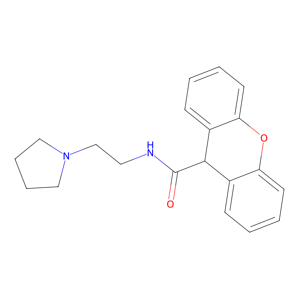 N-(2-pyrrolidin-1-ylethyl)-9H-xanthene-9-carboxamide molecular structure, CAS 68654-67-1