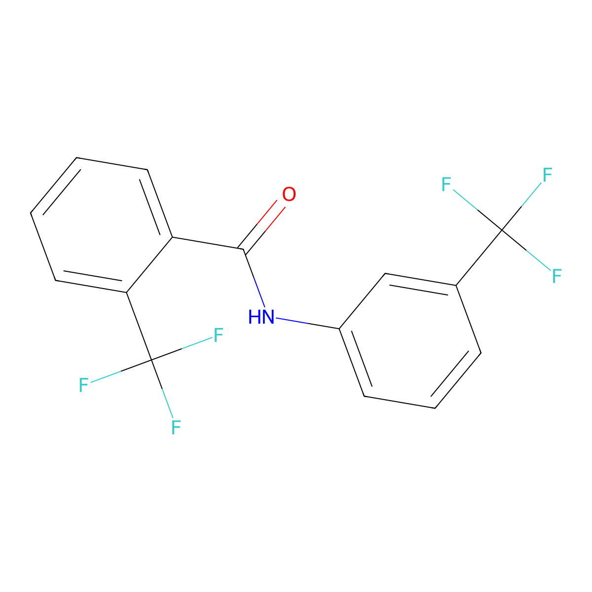 2-(trifluoromethyl)-N-[3-(trifluoromethyl)phenyl]benzamide molecular structure, CAS 68658-75-3