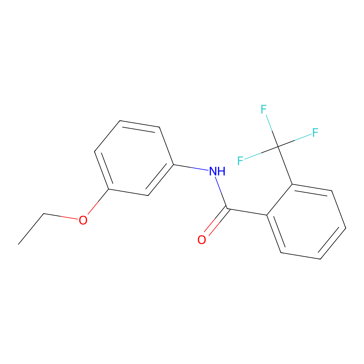 Benzamide, N-(3-ethoxyphenyl)-2-(trifluoromethyl)- molecular structure, CAS 68658-77-5