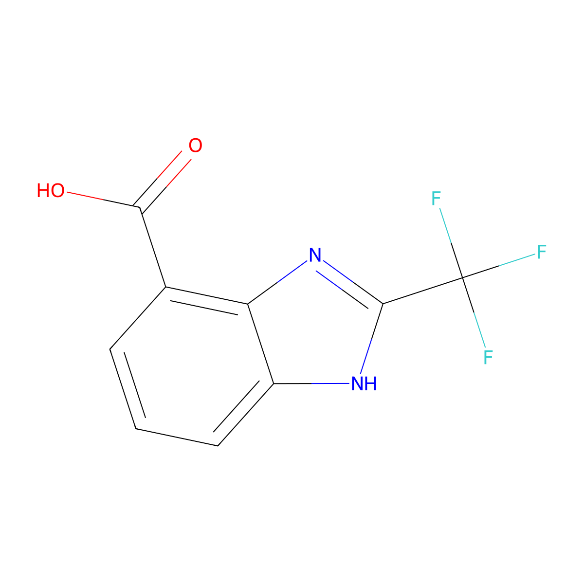 2-(trifluoromethyl)-1H-1,3-benzodiazole-7-carboxylic acid molecular structure, CAS 6866-57-5