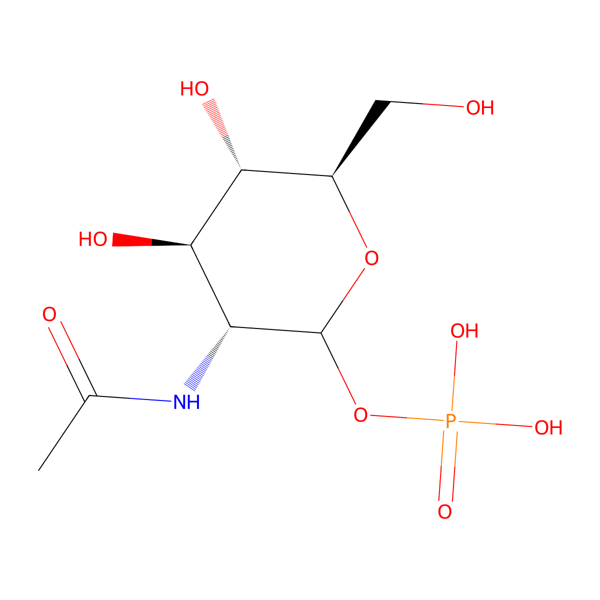 N-acetyl-D-glucosamine 1-phosphate molecular structure, CAS 6866-69-9