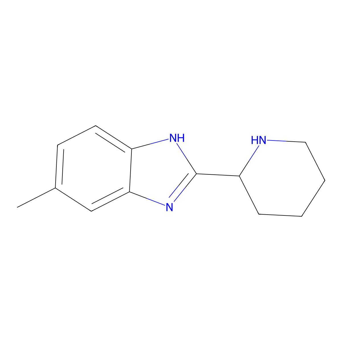 5-methyl-2-(piperidin-2-yl)-1H-1,3-benzodiazole molecular structure, CAS 686700-92-5