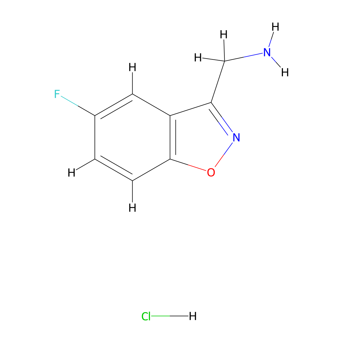 (5-Fluoro-1,2-benzoxazol-3-yl)methanamine hydrochloride molecular structure, CAS 686702-70-5