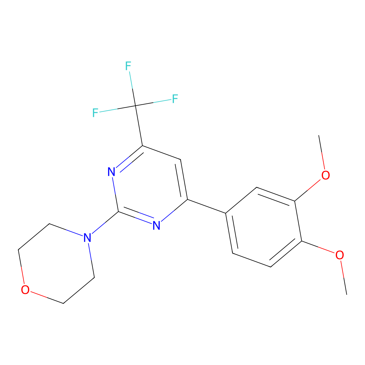 4-(4-(3,4-Dimethoxyphenyl)-6-(trifluoromethyl)pyrimidin-2-yl)morpholine molecular structure, CAS 686725-39-3