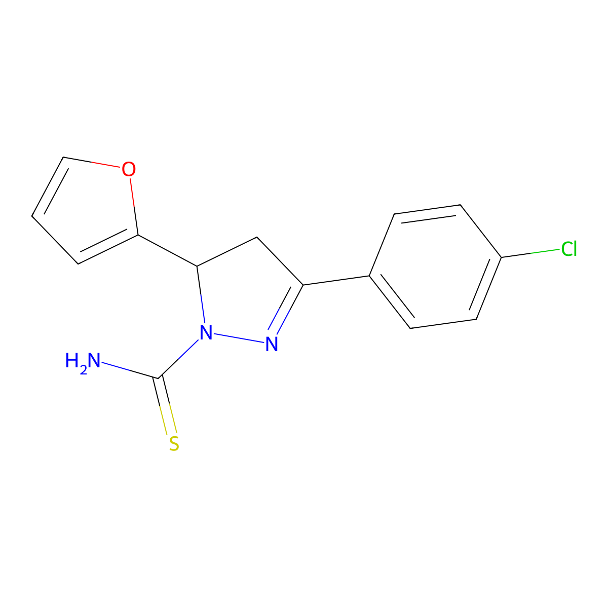 3-(4-chlorophenyl)-5-(furan-2-yl)-4,5-dihydro-1H-pyrazole-1-carbothioamide molecular structure, CAS 686725-76-8