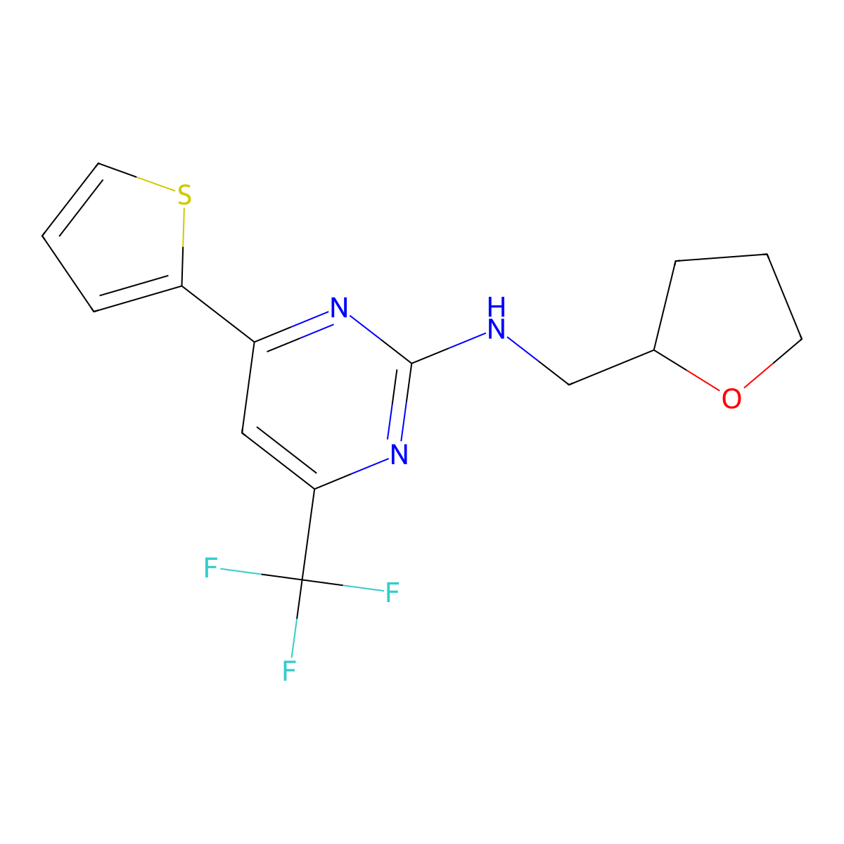 (Oxolan-2-ylmethyl)[4-(2-thienyl)-6-(trifluoromethyl)pyrimidin-2-yl]amine molecular structure, CAS 686726-13-6