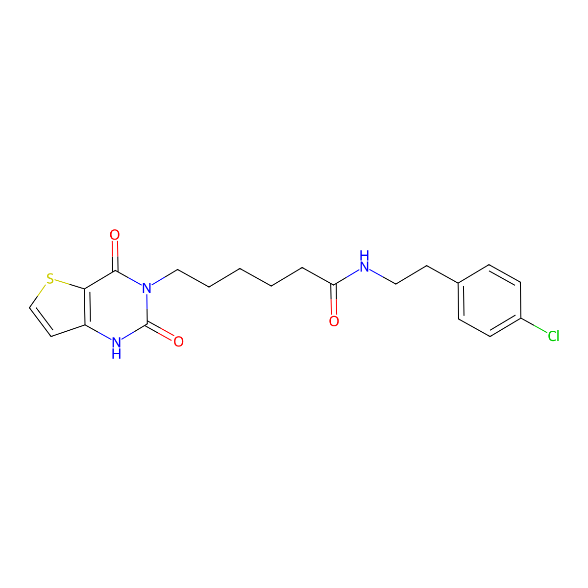 N-(4-chlorophenethyl)-6-(2,4-dioxo-1,2-dihydrothieno[3,2-d]pyrimidin-3(4H)-yl)hexanamide molecular structure, CAS 686734-73-6