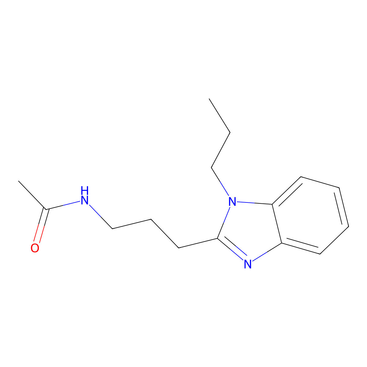 N-[3-(1-propylbenzimidazol-2-yl)propyl]acetamide molecular structure, CAS 686736-29-8