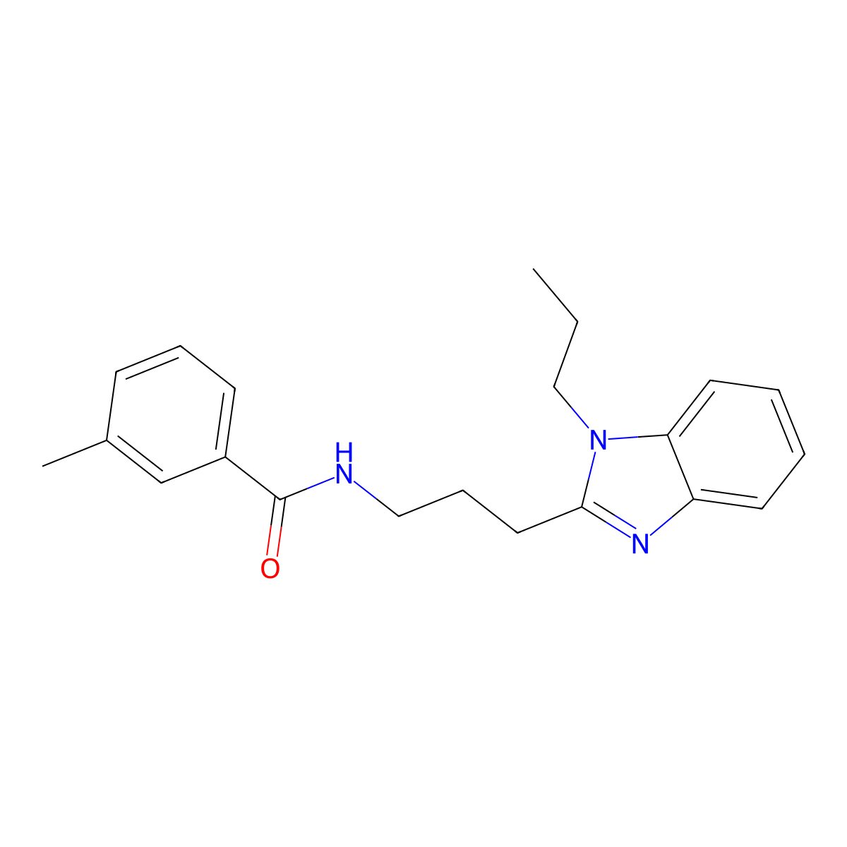 3-methyl-N-[3-(1-propylbenzimidazol-2-yl)propyl]benzamide molecular structure, CAS 686736-30-1