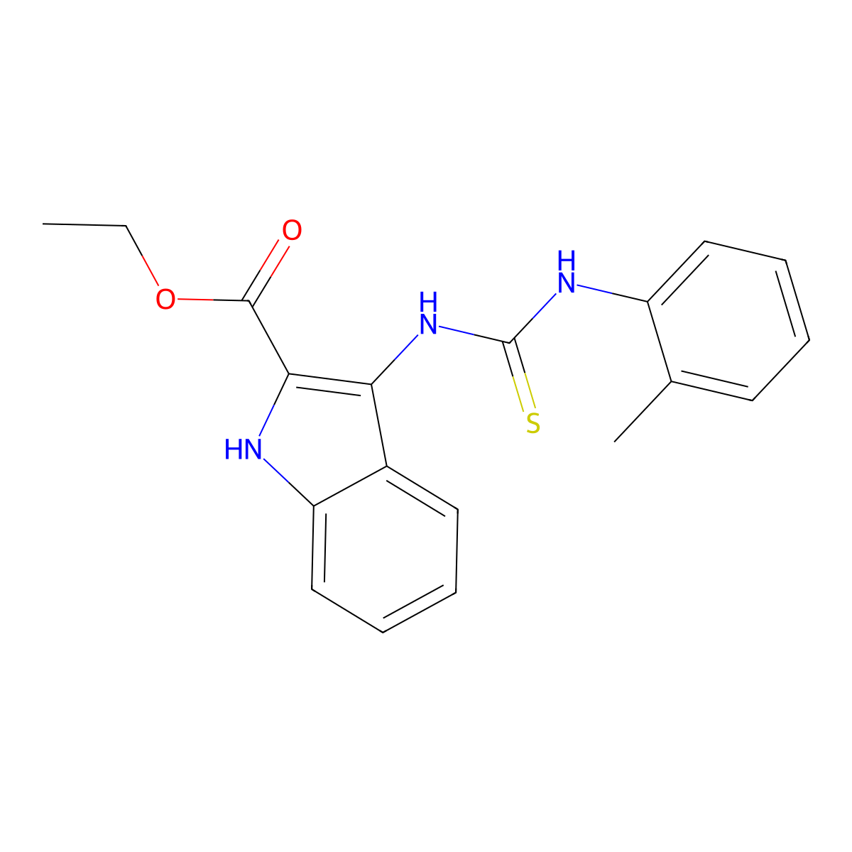 ethyl 3-(3-(o-tolyl)thioureido)-1H-indole-2-carboxylate molecular structure, CAS 686736-55-0