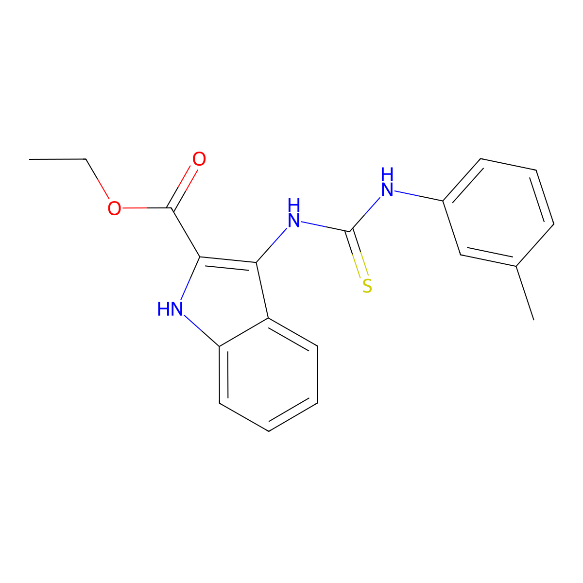 ethyl 3-(3-(m-tolyl)thioureido)-1H-indole-2-carboxylate molecular structure, CAS 686736-56-1