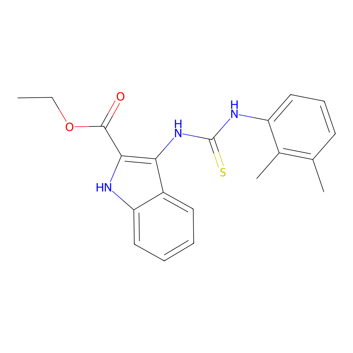 3-[[(2,3-dimethylanilino)-sulfanylidenemethyl]amino]-1H-indole-2-carboxylic acid ethyl ester molecular structure, CAS 686736-57-2