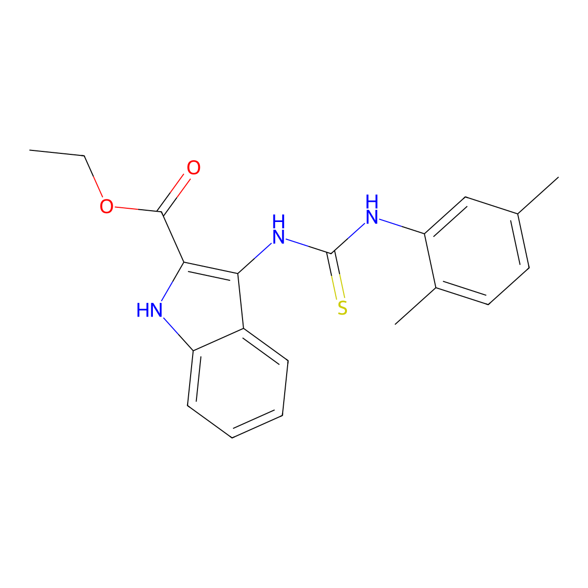 ethyl 3-[(2,5-dimethylphenyl)carbamothioylamino]-1H-indole-2-carboxylate molecular structure, CAS 686736-58-3