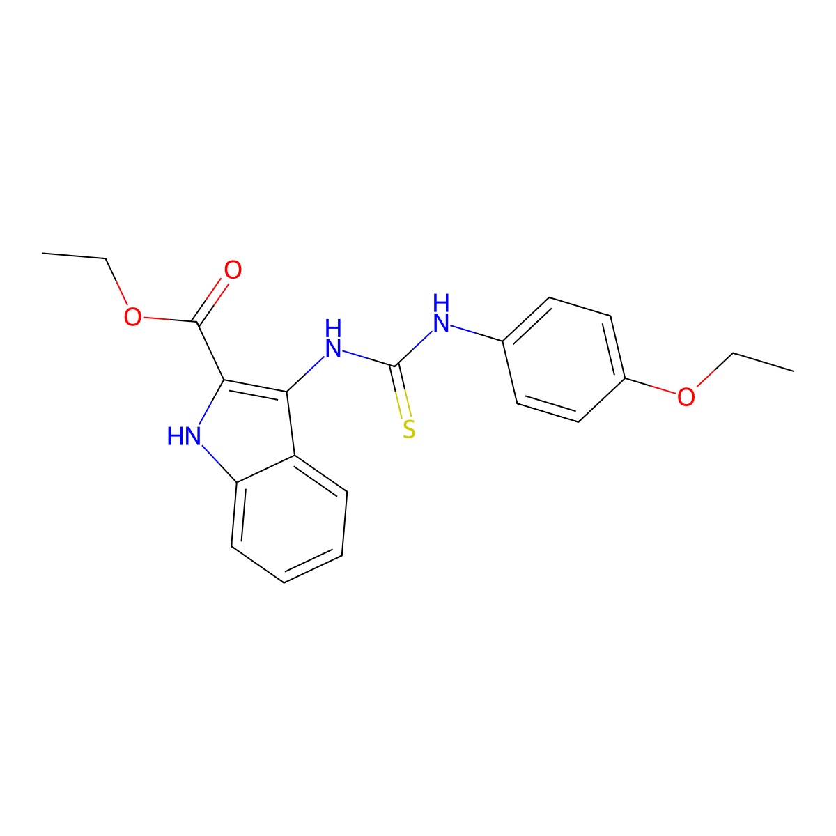 ethyl 3-(3-(4-ethoxyphenyl)thioureido)-1H-indole-2-carboxylate molecular structure, CAS 686736-62-9