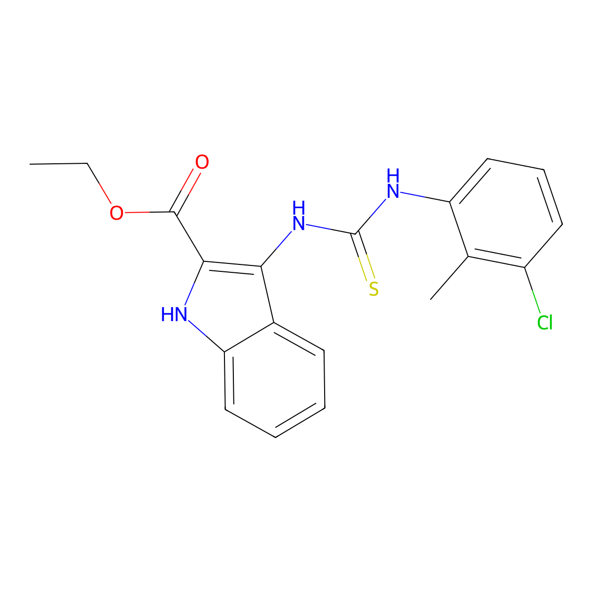 ethyl 3-[(3-chloro-2-methylphenyl)carbamothioylamino]-1H-indole-2-carboxylate molecular structure, CAS 686736-65-2