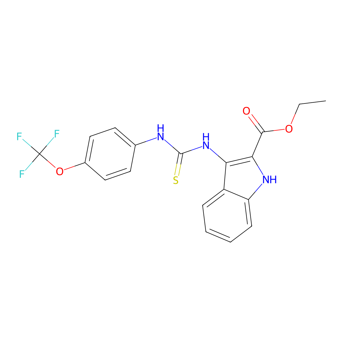 ethyl 3-[[4-(trifluoromethoxy)phenyl]carbamothioylamino]-1H-indole-2-carboxylate molecular structure, CAS 686736-68-5