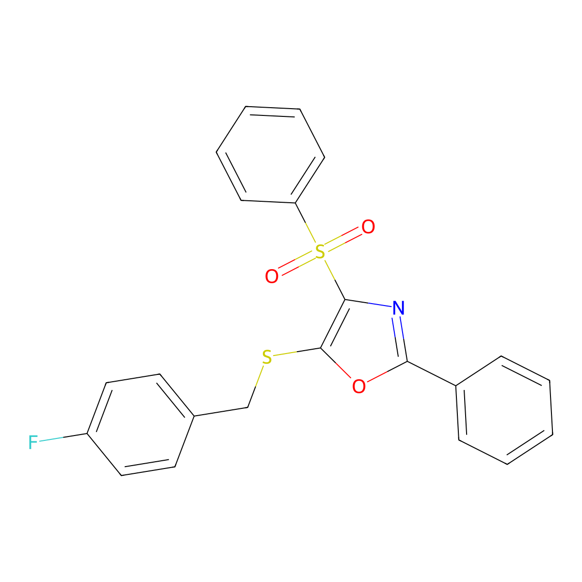 5-((4-Fluorobenzyl)thio)-2-phenyl-4-(phenylsulfonyl)oxazole molecular structure, CAS 686736-77-6