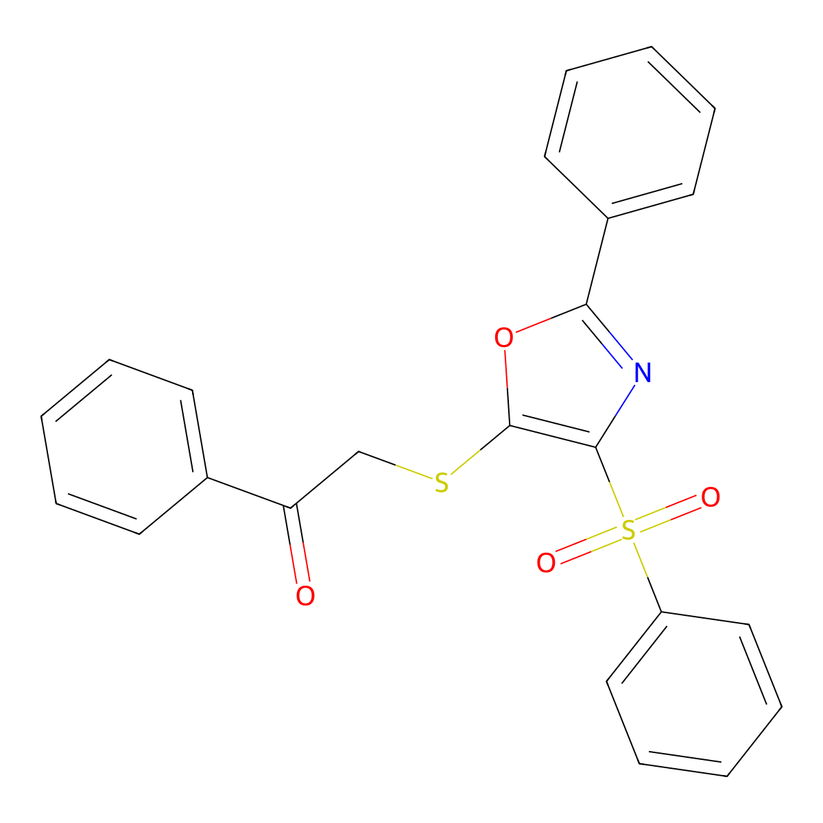 2-[[4-(Benzenesulfonyl)-2-phenyl-1,3-oxazol-5-yl]sulfanyl]-1-phenylethanone molecular structure, CAS 686736-80-1