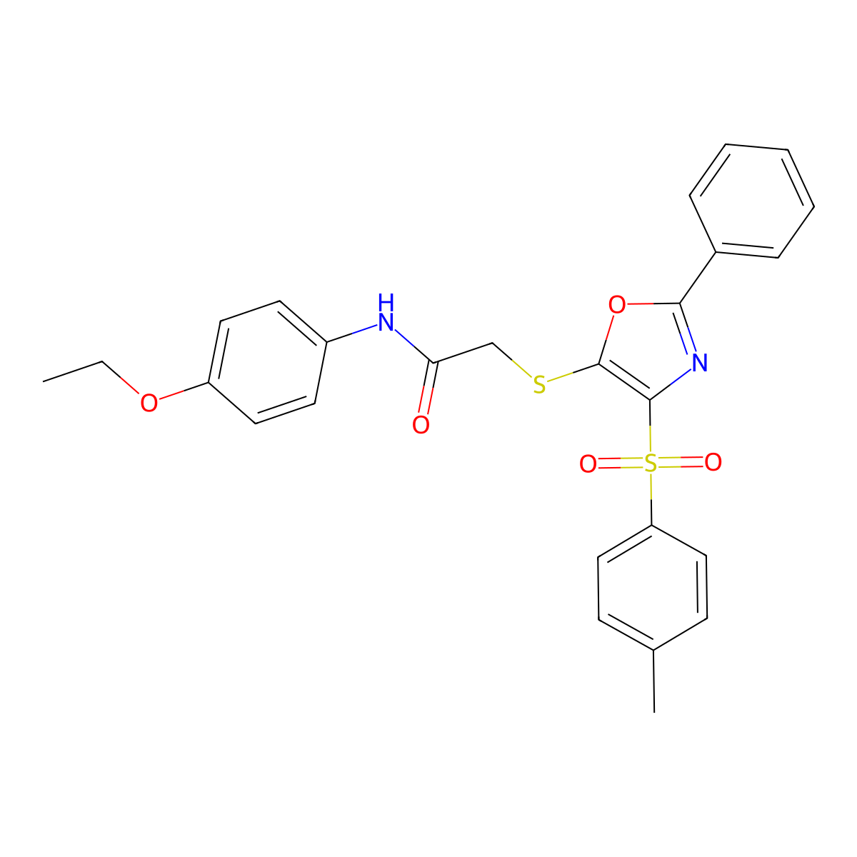 N-(4-ethoxyphenyl)-2-((2-phenyl-4-tosyloxazol-5-yl)thio)acetamide molecular structure, CAS 686736-83-4