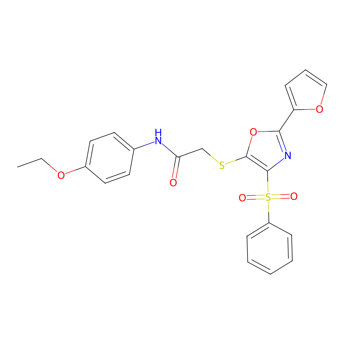2-{[4-(Benzenesulfonyl)-2-(furan-2-YL)-1,3-oxazol-5-YL]sulfanyl}-N-(4-ethoxyphenyl)acetamide molecular structure, CAS 686737-44-0