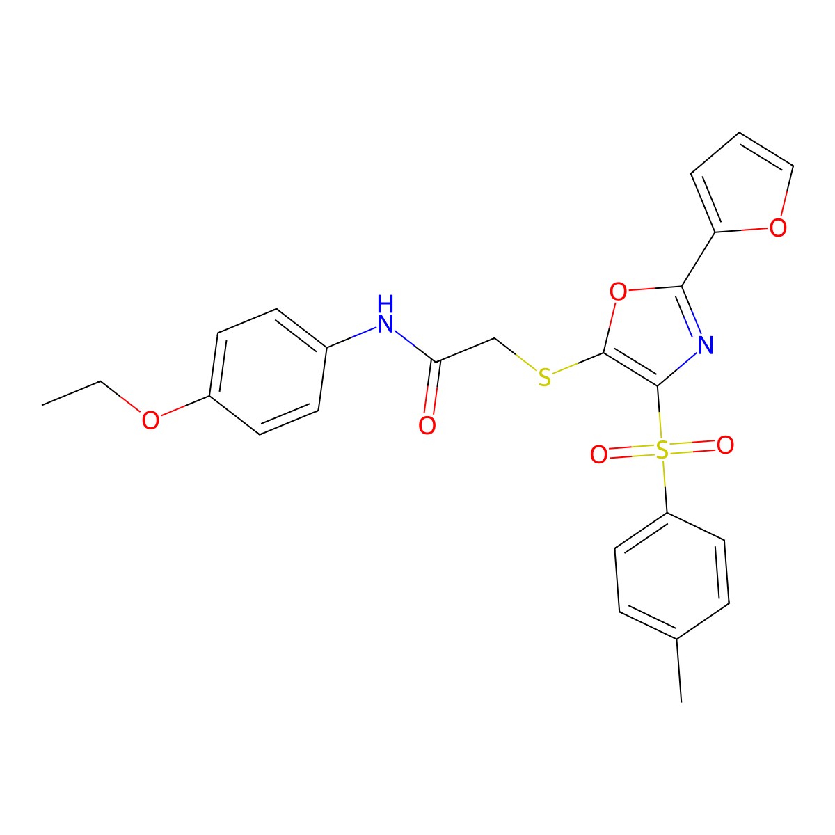 N-(4-ethoxyphenyl)-2-{[2-(furan-2-yl)-4-(4-methylbenzenesulfonyl)-1,3-oxazol-5-yl]sulfanyl}acetamide molecular structure, CAS 686737-59-7