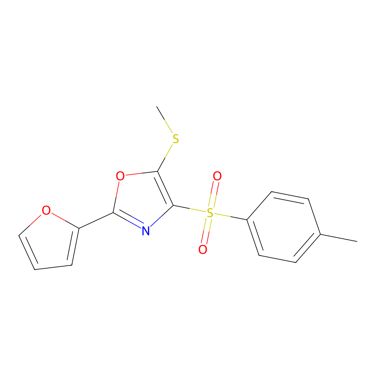 2-(2-Furyl)-4-[(4-methylphenyl)sulfonyl]-5-(methylthio)-1,3-oxazole molecular structure, CAS 686737-66-6